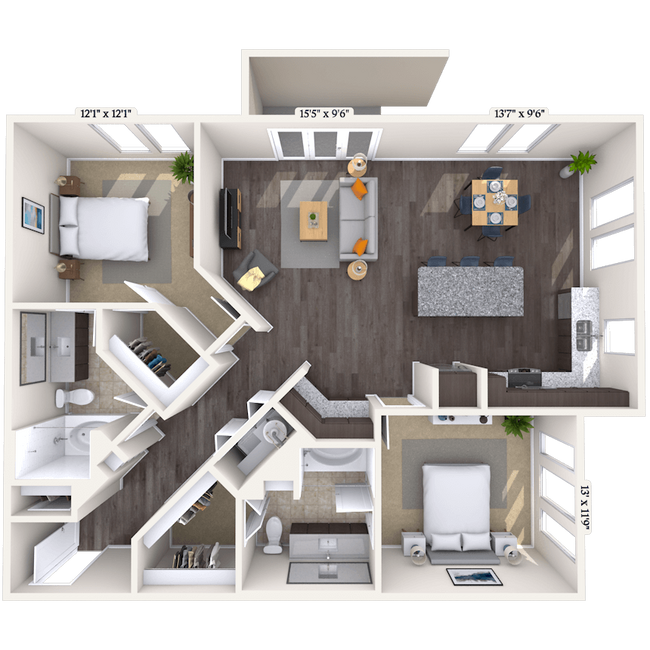 Traditional 2x2 1289-1328 SF 431 floor plan